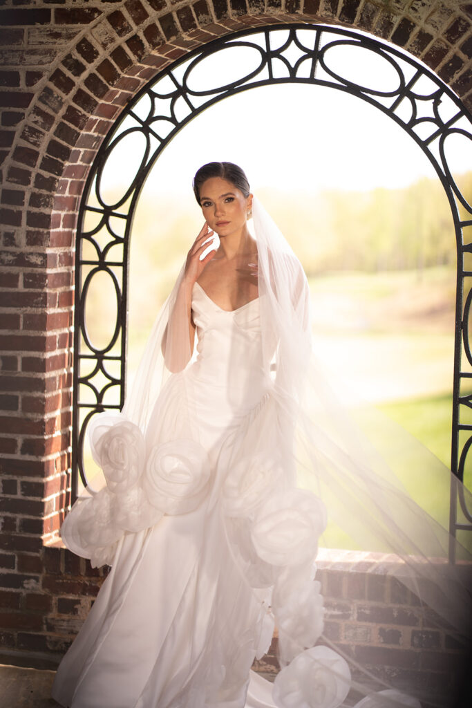 gorgeous bridal makeup with the bride posing with gorgeous lighting in an open window