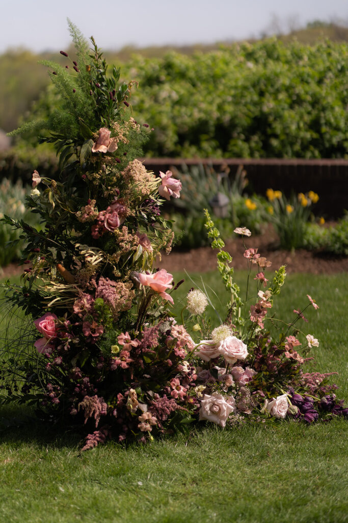 Ceremony deconstructed arch by Wild Blooms NJ a wedding florist in New Jersey